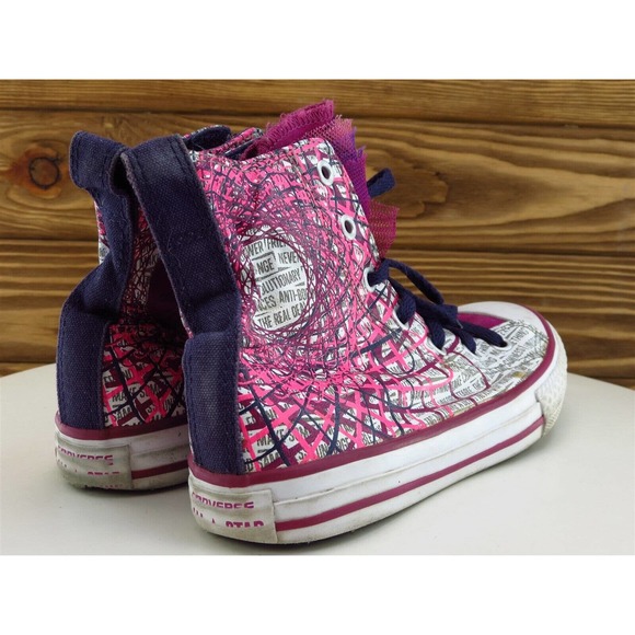 Converse Sz 1 Shoes Girls Youth Sneaker Purple Fabric Lace Up - Picture 6 of 10